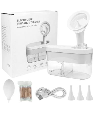 Ear Wax Removal  Electric Ear Irrigation Kit with 4 Pressure Modes  Safe and Effective Ear Wax Removal Tool Ear Flush Kit with Ear Cleaner - Includes Cotton Swab  Ear Syringe Bulb & 3 Ear Tips (White)