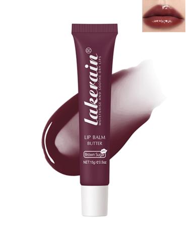Lip Butter Balm Brown Sugar Hydrating Tinted Butter Lip Gloss Sheer Lip Mask Lip Care Moisturizer Soothing Lip Treatment Makeup Non-Sticky Jelly Glow Reviver Fat Lip Oil Christmas Gift for Women-03 03#