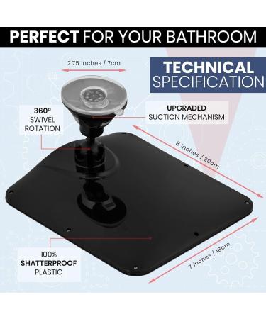 Fogless Shower Mirror for Shaving | Dual Anti-Fog Design | Shatterproof & 360 Swivel | 8x7 Black - Buy Online on GoSupps.com
