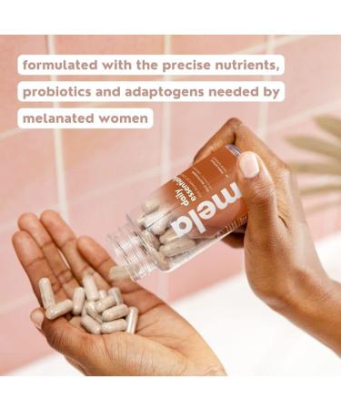Mela Daily Essentials Multivitamin for Melanated Women - High-Dose Vitamin D3, B12, Probiotics, Lion's Mane, Ceylon Cinnamon - Vegan, Gluten-Free, Non-GMO - 30 Day Supply (60 Capsules) - Buy Online on GoSupps.com