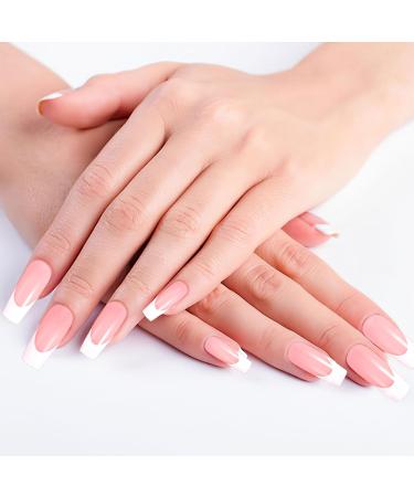 360 Pieces French Tip False Nails - Acrylic Full Cover Press-On Long Nail Tips | Nude Color Fake Nails for Women & Girls | Nail Art Manicure Decorations - Buy Online on GoSupps.com