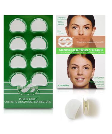 Pretty Ears Cosmetic Ear Correctors (4 Pairs) Behind Ear Adhesive Ear Corrector for Prominent Protruding Ears Transparent Medical Grade Silicone Ear Tape for All Ages Women Men