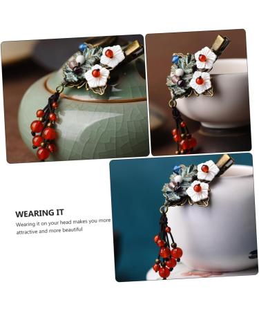 FRCOLOR Vintage Hair Clips tassel clip Clips Metal Alligator Clips Hairdressing Clips Leaf Bobby Pin Retro Clips japanese costume Miss shell flower green Womens Hair Clips - Buy Online on GoSupps.com