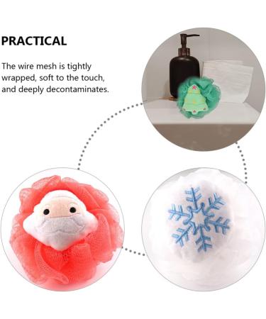 KALLORY 3pcs Christmas Bath Loofah Santa Claus Xmas Tree Mesh Pouf Ball Shower Sponge Body Scrubber for Bathroom Body Puff Scrubbers for Skin Exfoliating - Buy Online on GoSupps.com