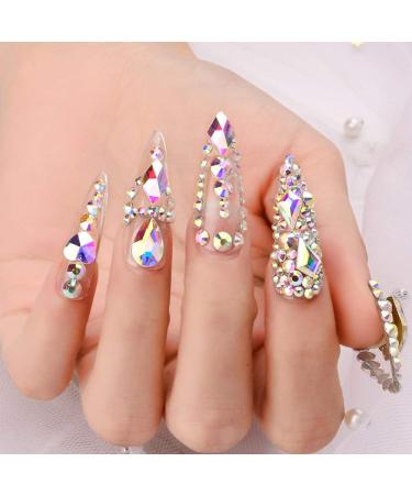 EBANKU 120Pcs Crystal Glass AB Rhinestones & 1728 Pcs Mix Flatback Crystals Set for Nail Art Craft | Includes Tweezers, Wax Pens, Nail Files - 3D Decorations & Gems - Buy Online on GoSupps.com
