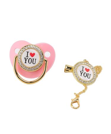 Stylish Pink Baby Pacifier with Chain Clip | Bling Infant Dummy for Newborns (6-18 Months) - Buy Online on GoSupps.com