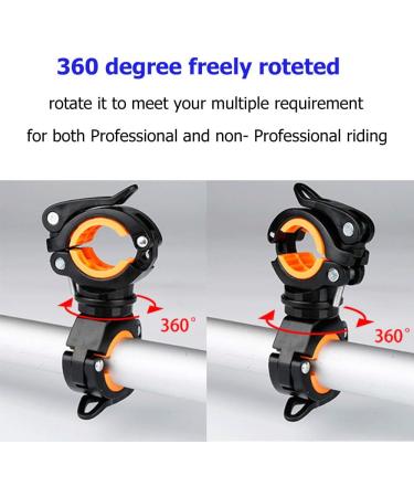 COSOOS 2 Pack Flashlight Mount Holder Universal Bicycle Led Light Mounting Holder 360 Rotation Clip Clamp for Flashlight Cycling Riding Orange+Black - Buy Online on GoSupps.com