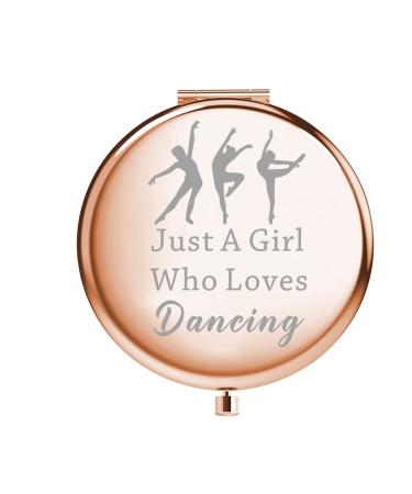 WSNANG Dancer Compact Mirror Dance Recital Gift Dancer Girls Makeup Mirror Gifts for Dance Team Ballerina Dancing Lover (Rose Gold) Dance Mirror