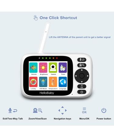 HelloBaby Video Baby Monitor with Camera and Audio | Night Vision | Pan 355 & Tilt 120 | IPS HD Display | 2-Way Audio | VOX Mode | 8 Languages & Lullabies | HB6339 - Buy Online on GoSupps.com