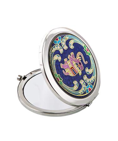 FASHIONCRAFT Indian Elephant Themed Metal Compact Mirror  2x Magnification and 1x True View  5966  Blue Blue 1