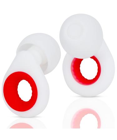 Noise Canceling Earplugs for Sleeping & Snoring Ear Protection for Concerts Wax Sleep Ear Plugs Noise Reduction - Comfortable & Effective Noise Canceling Earbuds (White & Red)