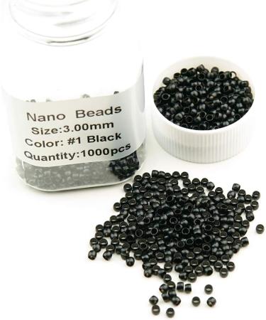 KOCONI 1000Pcs Black Nano Ring Copper Micro Rings 3mm #1 Black - Nano Extension Beads for Hair Extensions - Buy Online on GoSupps.com