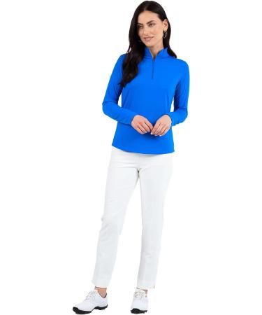 IBKUL Sun Protective UPF 50+ Icefil Cooling Long Sleeve Mock Neck Top - Turquoise Solid XXL - Buy Online on GoSupps.com
