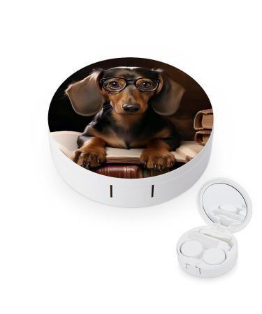 Contact Lens Case Dachshund Book Portable Travel Contact Lens Box Contact Lens Storage Box White
