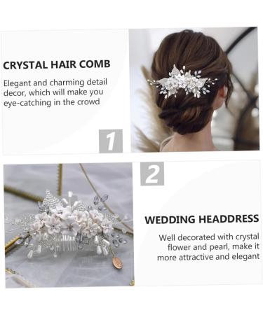 DOITOOL 1pc Bridal Headwear Womens Hair Clips White Rhinestones Wedding Hair Comb Flower Hair Comb Bride Hair Clip Womens Hair Accessories Tiara Miss Crystal Pearl The Flowers Hairpin - Buy Online on GoSupps.com
