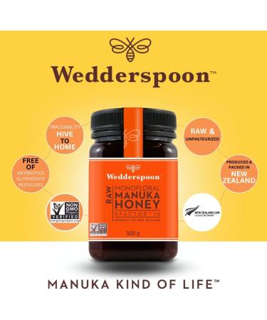 (4 PACK) - Wedderspoon - RAW Manuka Honey Active 16+ | 500g | 4 PACK BUNDLE - Buy Online on GoSupps.com