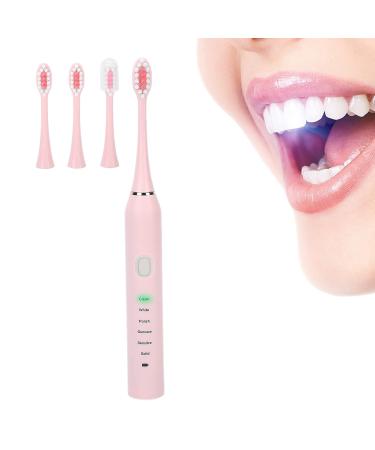 FILFEEL Electric Toothbrush - Rechargeable Whitening Teeth Cleaner Portable for Adults 4 Brush Heads - Pink - Buy Online on GoSupps.com