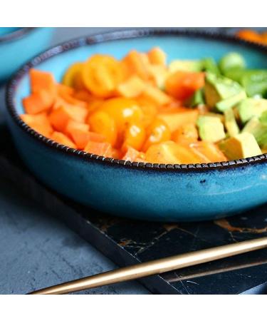 Bowl Porcelain Soup Plates-Creative Blue Ceramic Ramen Soup Bowl Household Fruit Salad Dinner Plates Japanese Style Tableware Kitchenware Onecolor - Buy Online on GoSupps.com