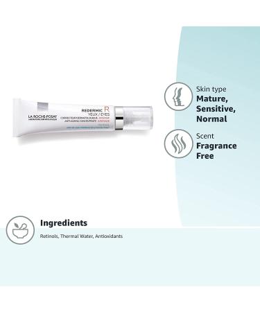 La Roche-Posay Redermic R Eyes Retinol Eye Cream 0.5 Fl Oz - Anti-Aging Treatment for Wrinkles and Dark Circles - Buy Online on GoSupps.com