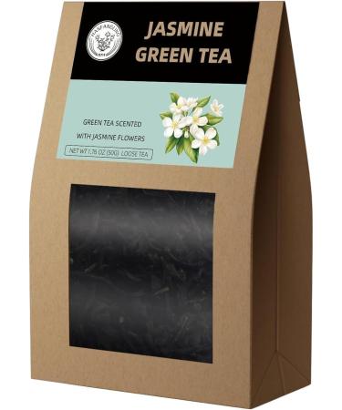 HANFANGLING Jasmine Green Tea Natural Loose Leaves Promotes Metabolism Relieves Anxiety and Stress Regulates Blood Glucose Levels Promotes Digestion Tea Gift