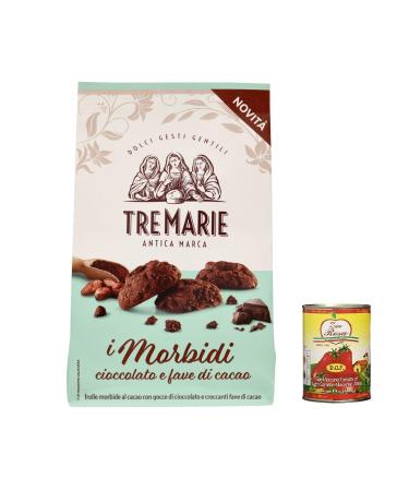 Zia Rosa Set of 12 Tre Marie i Morbidi Cioccolato e Fave di Cocoa Chocolate and Cocoa Beans 300 g + Zia Rosa DOP San Marzano Tomato Box 400 g