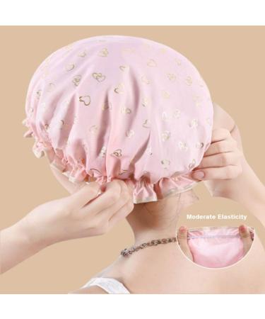Yiapinn 2 Pcs Double Layer Waterproof Shower Caps with Ruffled Edge - Ideal for Girls and Women, Keeps Hair Dry - Kitchen Oil-Proof Cap Included - Buy Online on GoSupps.com