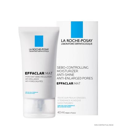 La Roche-Posay FACE MOISTURIZER Effaclar Mat Mattifying Balancing Zinc for Oily or Acne prone Skin with Glycerin Salicylic Acid. Anti Shine Anti-Enlarged pores. Paraben-Free Travel Size 40ml