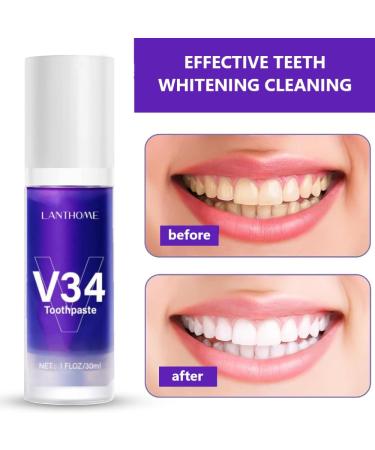 V34 Toothpaste - Purple Teeth Whitening & Tooth Stain Removal | Best Tooth Color Corrector for a Radiant Smile - Buy Online on GoSupps.com