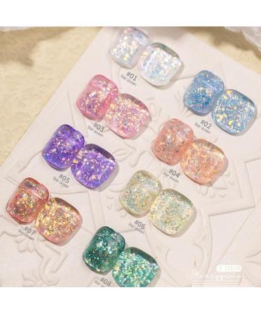 Mermaid Star Sea Diamond Gel Polish 8colors Nail Gel Soak Off Uv Gel Varnish Hybrid Manicure Auroras Shining Nail Art Gel - Nail Gel - - (Color: 1) - Buy Online on GoSupps.com