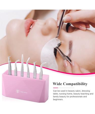 Pink Tweezer Holder for Eyelash Extensions - 6 Hole Stand for Lash Tools & Supplies - Buy Online on GoSupps.com