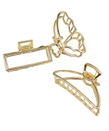 New 2025 Women's Elegant Gold Metal Geometric Hair Clips Fashion Vintage Bathing Grip Claw Clips Barrette Hair Styling Tool Ponytail Clip Jewelry Fashion Accessories Creative Gift