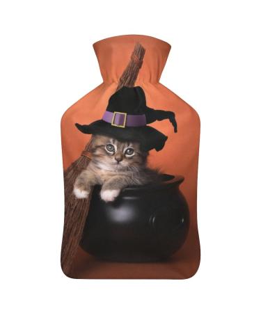 Hot Water Bottle With Lid Cat Halloween Rubber Hot Water Bag For Pain Relief Cramps Foot Warmer Hot And Cold Therapy
