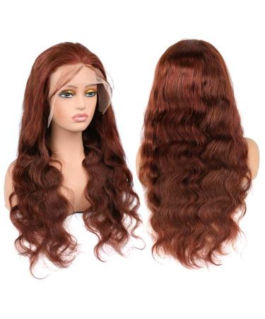 Reddish Brown 22 Body Wave Human Hair Lace Front Wig | 180% Density Auburn Brown Wig for Black Women - Buy Online on GoSupps.com