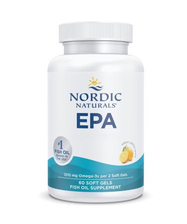 Nordic Naturals EPA 1210mg Omega-3 Fish Oil with EPA and DHA Lemon Taste 60 Soft Capsules Lab Tested Soy Free Gluten Free Non-GMO