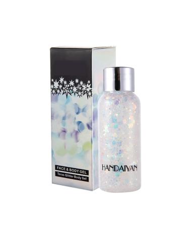 Ckfyahp body glitter gel mermaid sequin sparkling chunky body lotion glitter liquid eyeshadow for cosmetics face hair lips nail festival party make-up decoration (white)