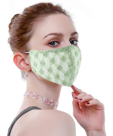 YBSHIN Wedding Lace Mask | Floral Mouth Shield for Women & Girls | Masquerade B-Green Shop Internationally - Buy Online on GoSupps.com