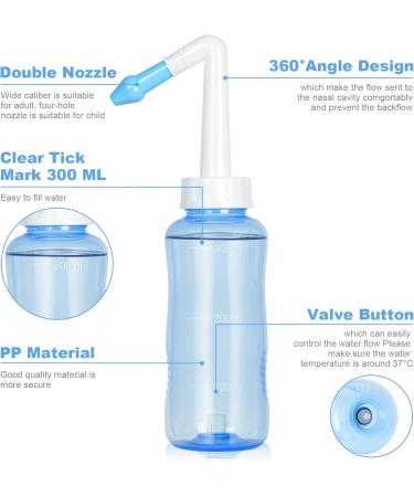 URAQT Neti Pot 2 PCS Nasal Rinse Kit - 300ml Sinus Rinse Bottle for Adult and Kid - BPA Free - Buy Online on GoSupps.com