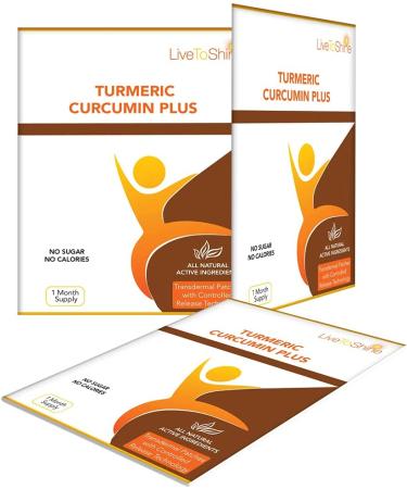 Turmeric Curcumin Topical Patches - 30 Days Supply | Made in USA by Live To Shine - Buy Online on GoSupps.com