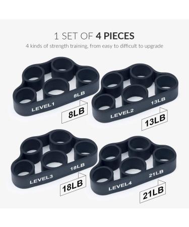 4 Pack Hand Exerciser Grip Strengthener  Finger Stretcher Hand Grip Resistance Bands Hand Strengthener Hand Strengthening Forearm Exerciser for Arthritis Black - Buy Online on GoSupps.com