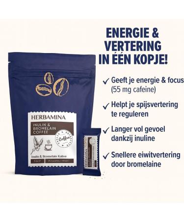  HERBAMINA Herbamina Koffie Coffee INULIN & BROMELAIN COFFEE 3grx30-90gr - Buy Online on GoSupps.com