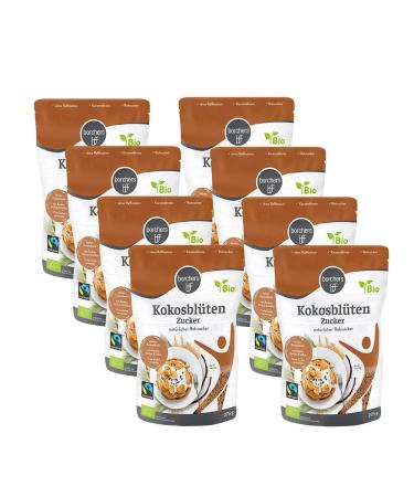 Borchers Organic Fair Trade Coconut Blossom Sugar | Set of 8 | Vanilla Caramel Flavor | 8x275g - Premium Natural Sweetener - Buy Online on GoSupps.com