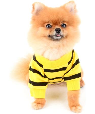 Buy Paidful Striped Dog Shirt for Small & Medium Dogs | Breathable Summer Vest with Red Heart | Perfect for Puppies Chihuahuas & Yorkies | Dark Yellow - International Shipping Available - Buy Online on GoSupps.com