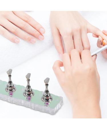 Ipetboom Nail Display Stand 1 Set Acrylic DIY Nail Crystal Holder Magnetic Practice Stands for False Nail Tip Manicure Tool Salon Use Silver - Buy Online on GoSupps.com