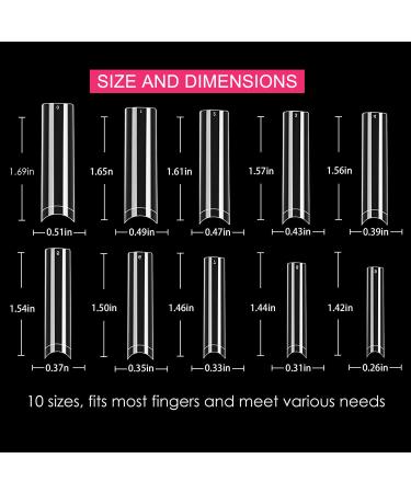 Buy No C Curve Square Flat Nail Tips - SWETIDY 500Pcs XXL Extra Long Acrylic Clear - Half Cover French Fake Nails for Salon & DIY - 10 Sizes - Buy Online on GoSupps.com