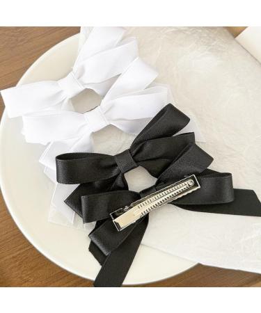 hgnxa Ribbon w Elegant 2000s Style Side Clip w Hair Clip Elaborate Gothic w Style Large wknot Balletcore Black - Buy Online on GoSupps.com
