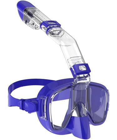 Bairuifu Dry Top Foldable Snorkel Mask Set 180 Degree Panoramic Anti Fog Anti Leak Scuba Diving Mask with Camera Mount Snorkeling Gear for Adults Men Women Youth Kids