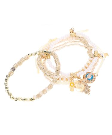 COHEALI 6pcs Beaded Bracelet Boho Gifts Charm Bracelets The Gift Trendy Gifts Boho Decor Lockets Jewelry Gift Party Gifts Handmade Bracelet Jewelry Decorations Bangle Pendant Miss Vintage 6.50X6.50X0.50CM White
