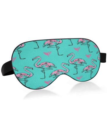 Sleep Mask Light Blocking Flamingo Sketch Eye Mask for Sleeping with Adjustable Strap Summer Soft Lightweight Eye Cover Blindfold for Men Women Work Travel Naps