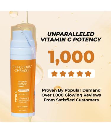 Conscious Chemist Vitamin C 10% Face Serum | 30ml | Brightening & Anti-Aging Serum with Ferulic Acid | Reduces Dark Circles Fine Lines & Dullness | For Glowing Skin Men & Women - Buy Online on GoSupps.com