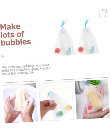 Healeved 8 Pcs Foaming Net Foam Soap Body Exfoliator Soap Sack Saver Pouch Net Bag for Soap Pe White - Buy Online on GoSupps.com